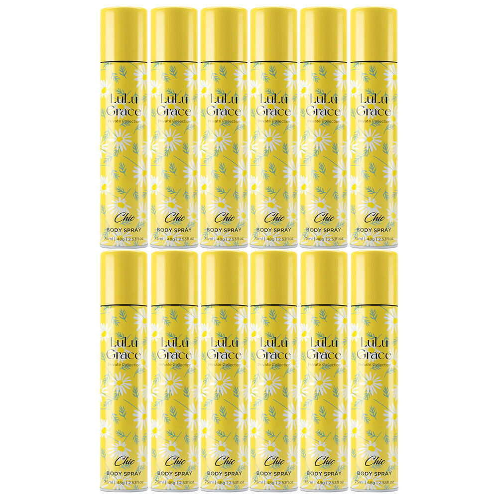 Lulu Grace Chic Body Spray 75ml 12 Packs Womens Fragrance Set
