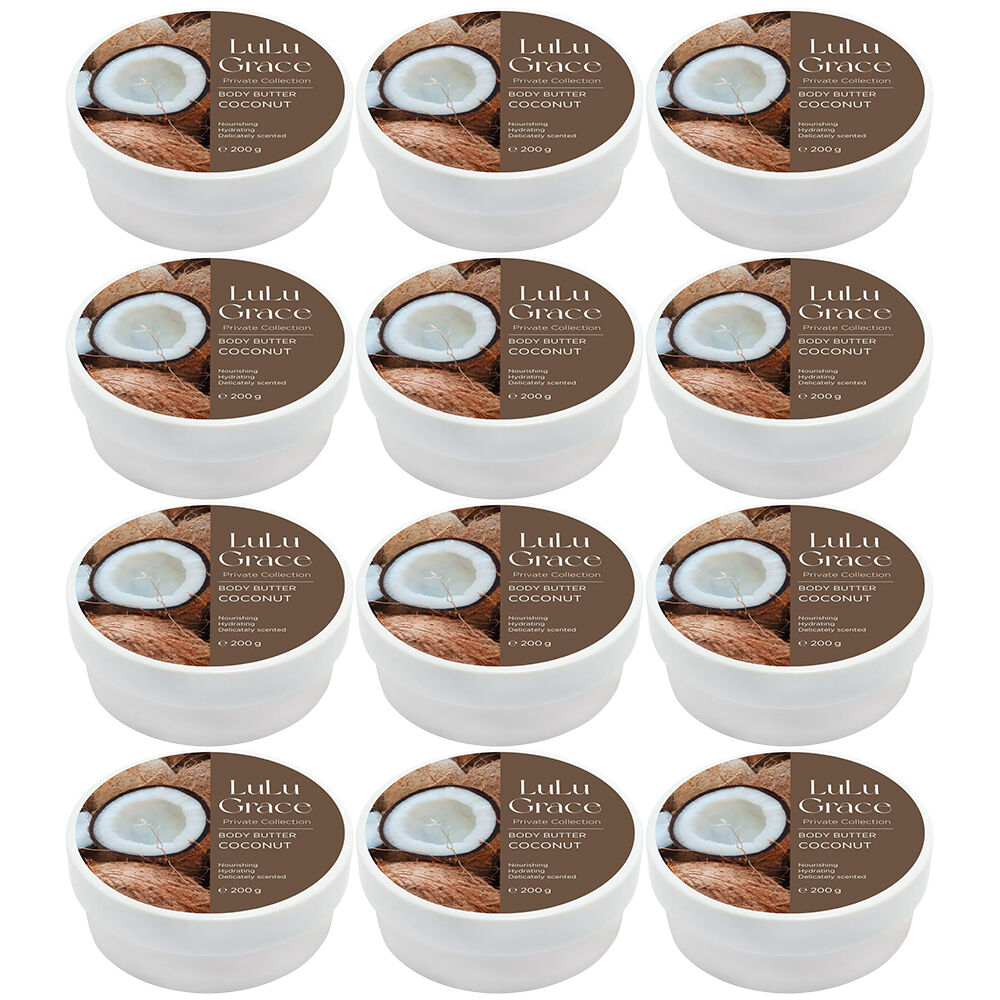 Lulu Grace Coconut Body Butter 200g 12 Pack Super Rich Cream Set