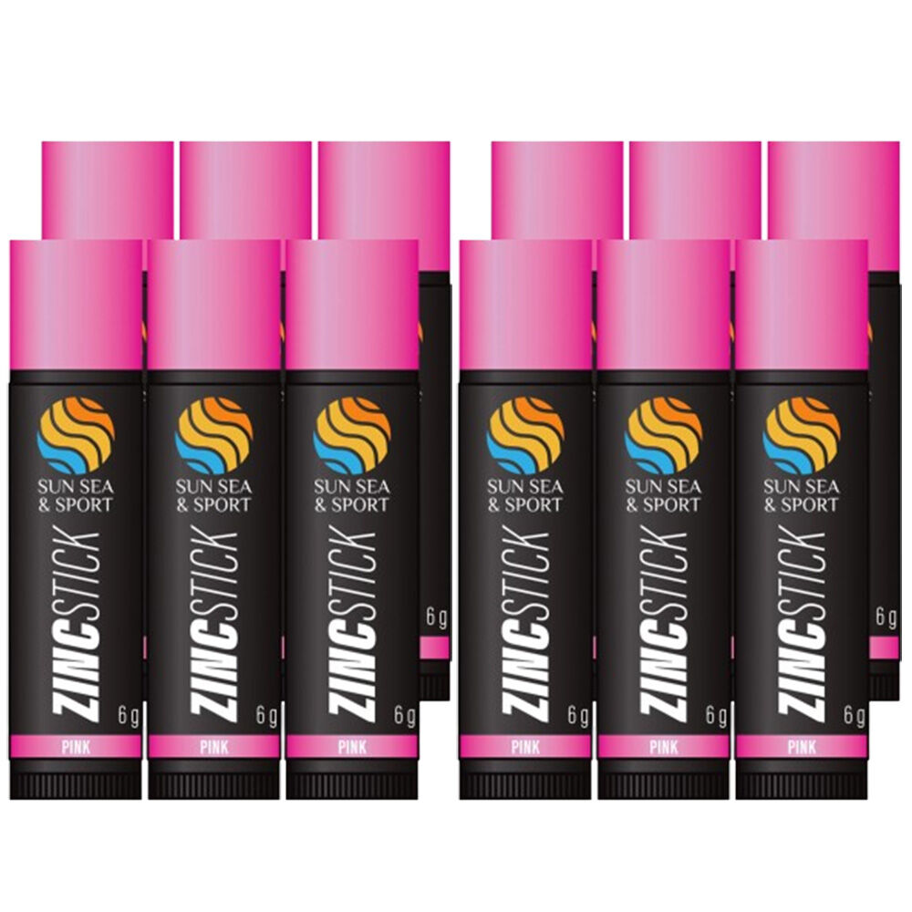 Sun Sea and Sport Pink Zinc Stick 12 x 6g WaterResistant Face & Body Paint