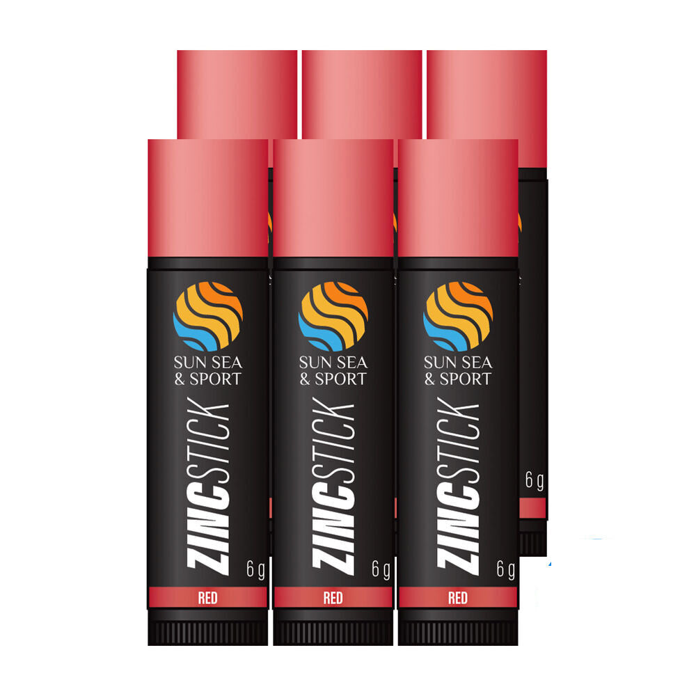 Sun Sea and Sport Red Zinc Stick 6 x 6g  Water-Resistant for Outdoor Fun