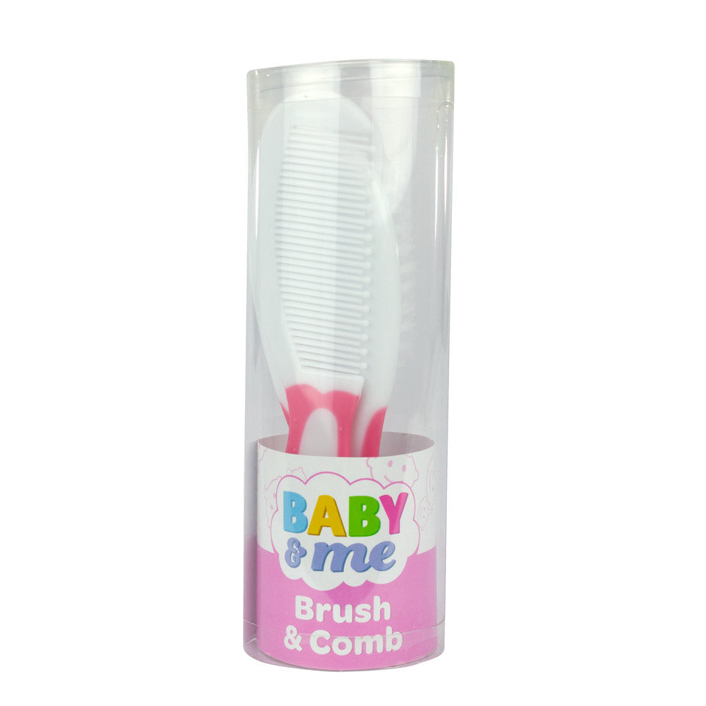 Baby & Me Brush and Comb Set for Babies Soft Pink Bristles Grooming Kit
