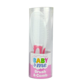 Baby & Me Brush and Comb Set for Babies Soft Pink Bristles Grooming Kit