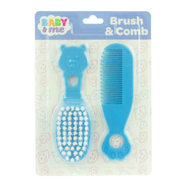 Baby & Me Brush and Comb Set Blue Soft Bristle Hair Grooming for Babies