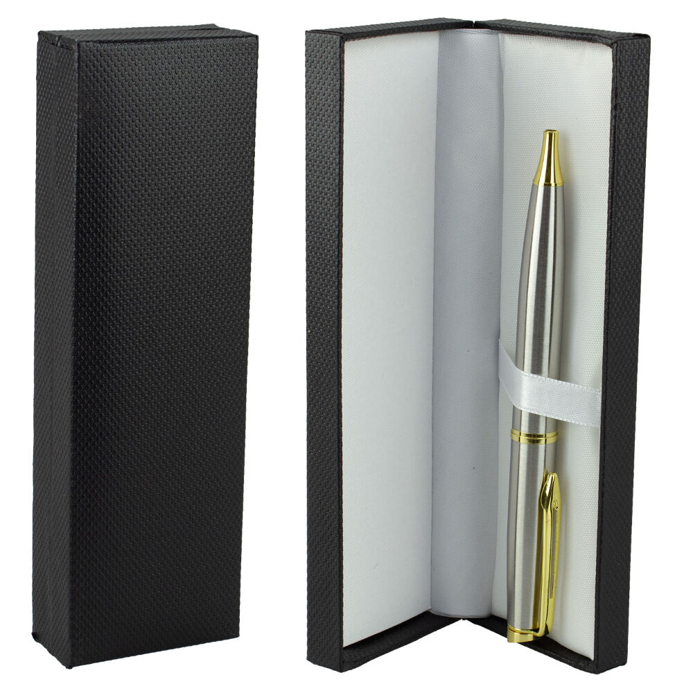 Twist Ballpoint Pen Silver with Gold Trim in Premium Gift Box