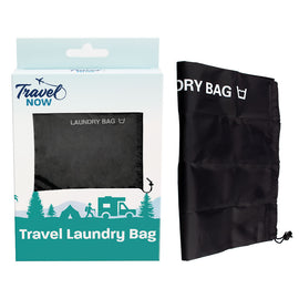 Travel Now Black Drawstring Laundry Bag Lightweight Foldable Travel Sack