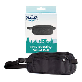 Travel Now RFID Blocking Money Belt Secure Travel Waist Pouch for Passport & Cards