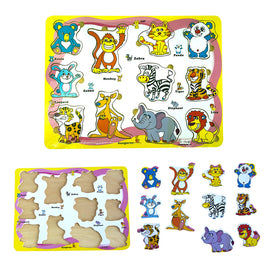 Animals Puzzle Set Wooden Puzzles Kids Childrens Educational Toys