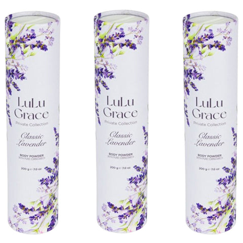 Lulu Grace 3 x  Lavender Talc Free Body Powder 200gm