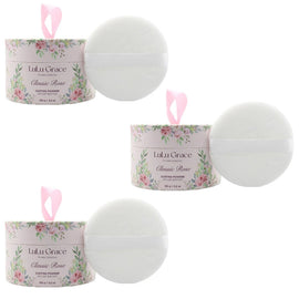Lulu Grace 3 x  150gm Classic Rose Dusting Powder with Puffer (Talc Free)