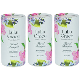 Lulu Grace 3 x  Floral Bouquet Talc Free Body Powder 50gm