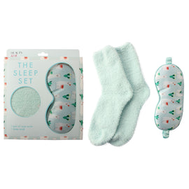 Beauty & Me Sleep Gift Set Blue Socks and Eye Mask for Travel and Home