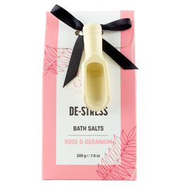 Lulu Grace De-Stress Bath Salts 200g Rose & Geranium with Wooden Scoop