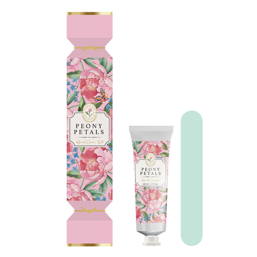 Peony Petals Hand Cream & Nail File Gift Cracker Floral Care Set 60ml