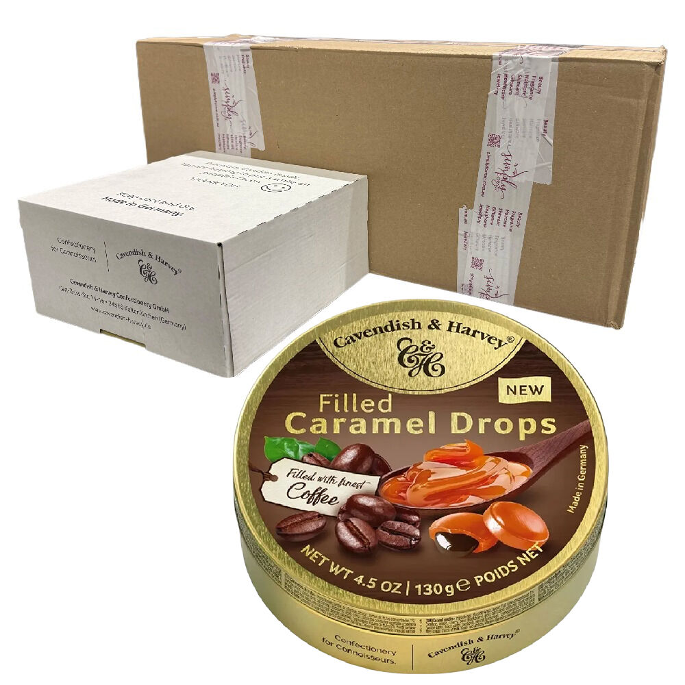 Cavendish and Harvey Caramel With Coffee Drops 130g Tin Sweets Candy Lollies x60