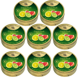 Cavendish and Harvey Citrus Fruit Drops 200g Tin Sweets Candy Lollies x 8