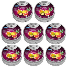Cavendish and Harvey Tropical Fruit Drops 175g Tin Candy Lollies Sugar Free x 8