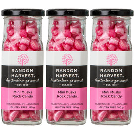Random Harvest Mini Musk Rock Candy 3 x 180g Gift Jars Gluten Free