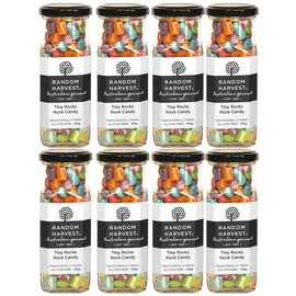Random Harvest Tiny Rocks Rock Candy 8 x 170g Glass Jars Colourful Vegan Sweets