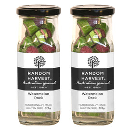 Random Harvest Watermelon Rock Candy 2 x 170g Glass Jars Gluten Free Vegan