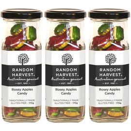 Random Harvest Rosey Apples Candy 3 x 170g Glass Jars Gluten Free