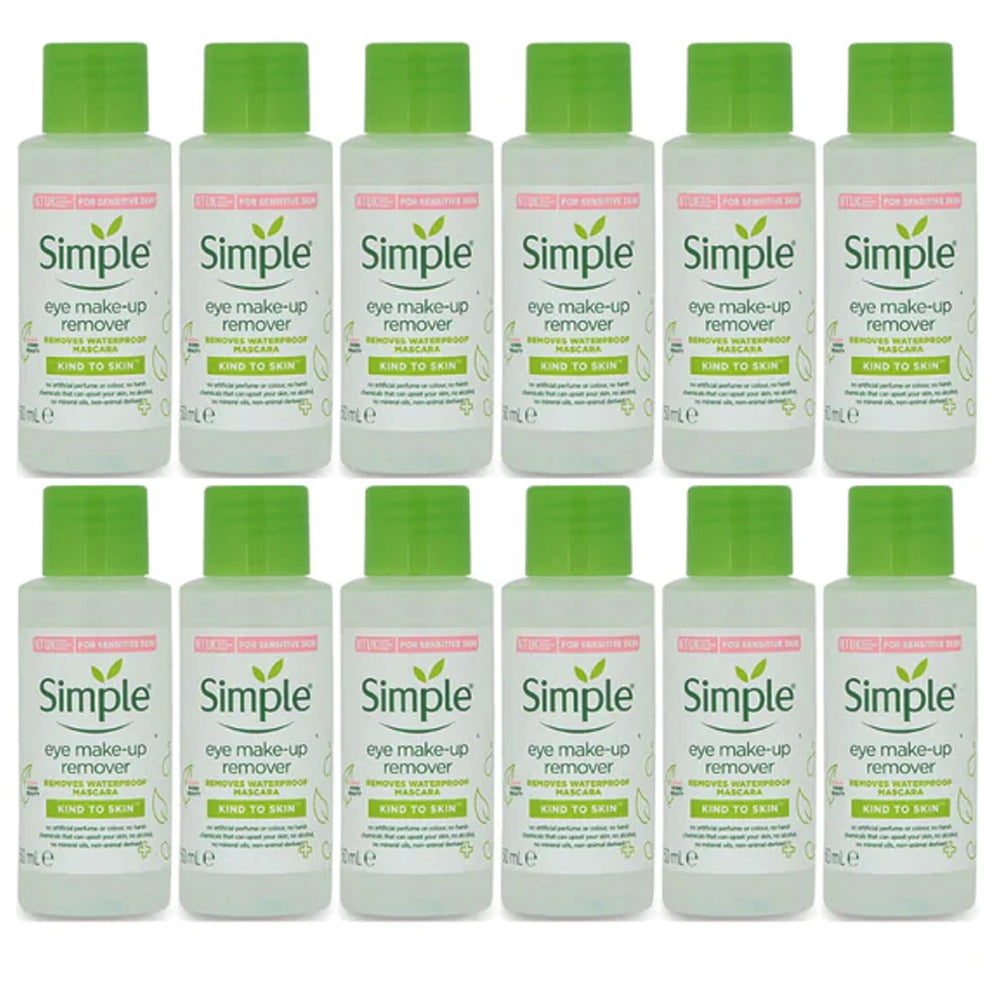 Simple Eye Make Up Remover 50ml Travel Size x 12 Value Pack