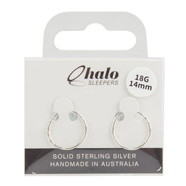 Halo Sleepers 14mm Faceted Sleeper Earrings Solid Sterling Silver 18G Hoops