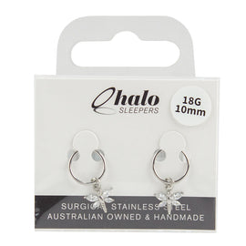 Halo Sleepers 10mm Butterfly Gem Sleeper Earrings Stainless Steel 18G Hoops