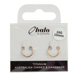 Halo Sleepers 10mm Rose Gold Titanium Sleeper Earrings 18G Hypoallergenic