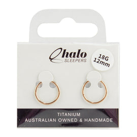 Halo Sleepers Titanium 12mm Rose Gold Sleeper Earrings 18G Hypoallergenic