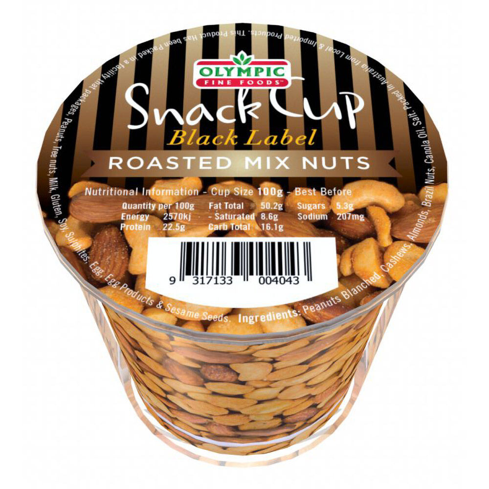 Olympic Fine Foods Black Label Roasted Mixed Nuts Snack Cup 100g