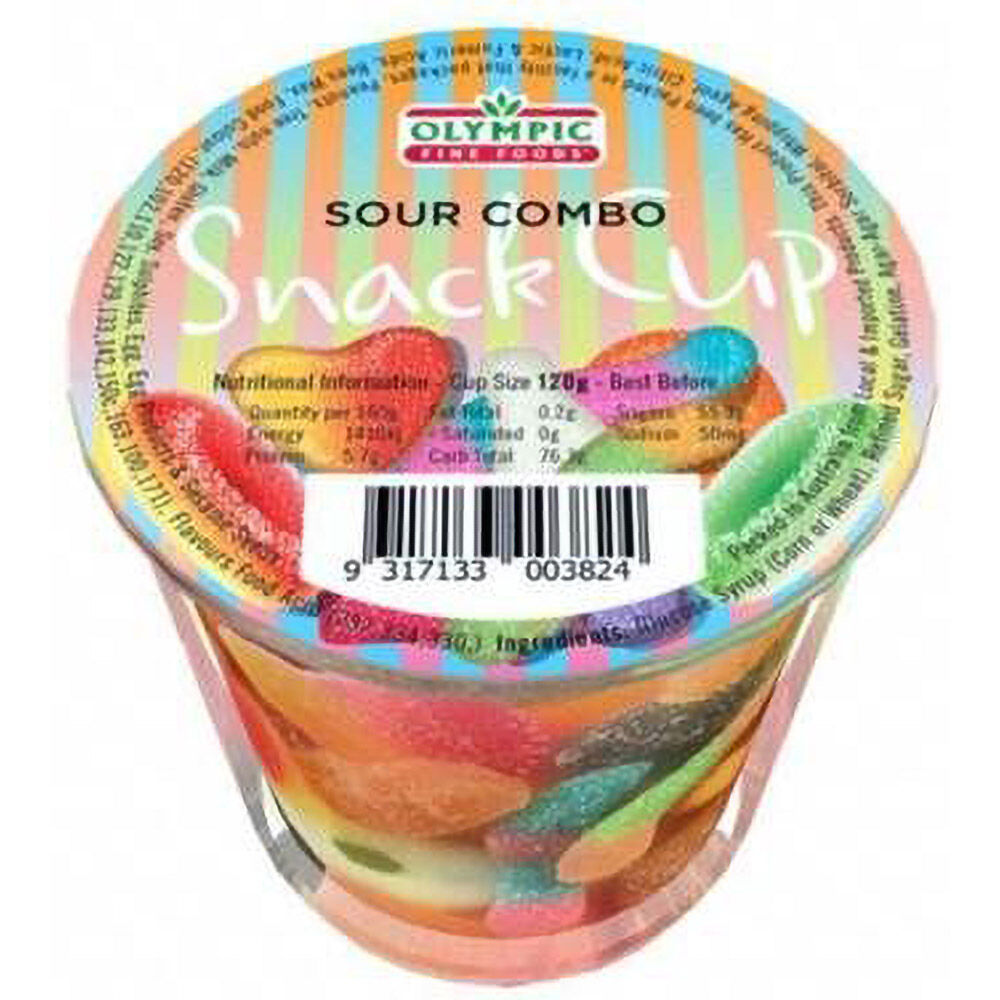 Olympic Fine Foods Sour Combo Snack Cup 120g Tangy Mixed Lollies
