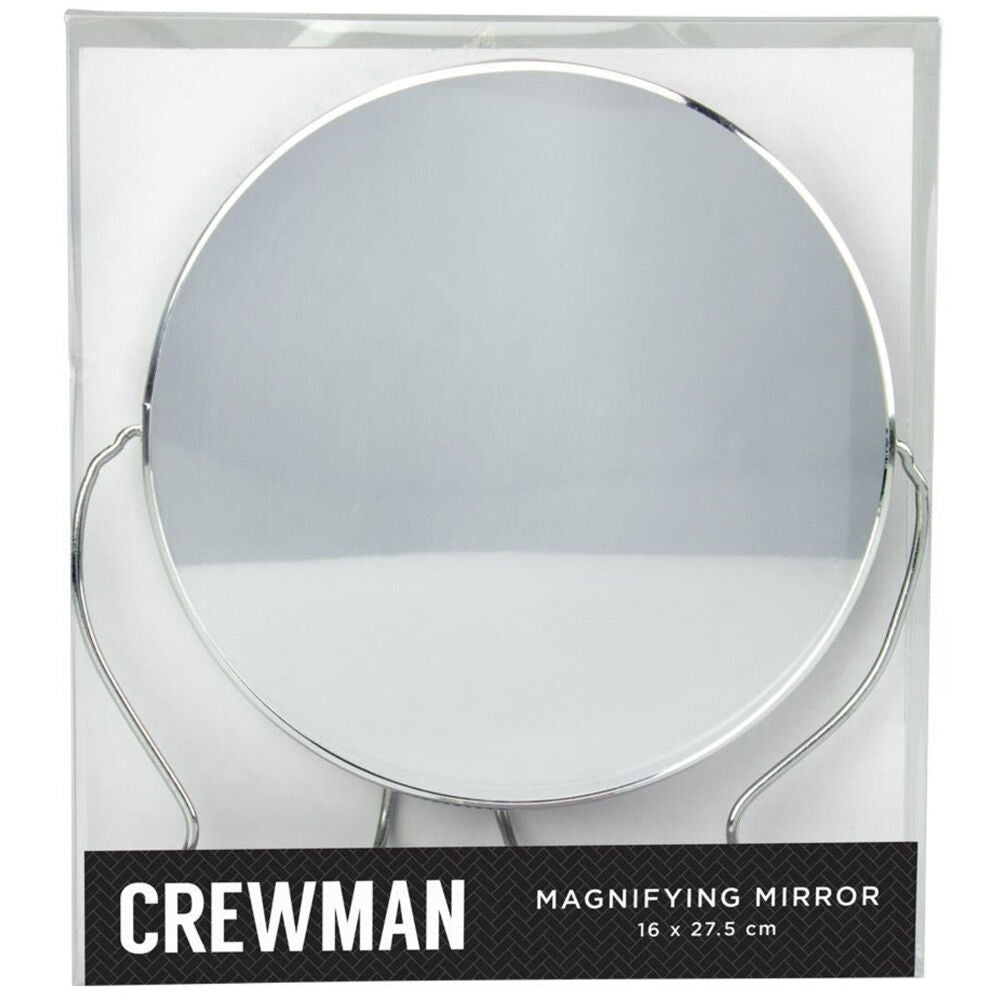 Crewman Mens 2-Sided Shaving Mirror on Stand - 145mm Diameter, 2x Magnification