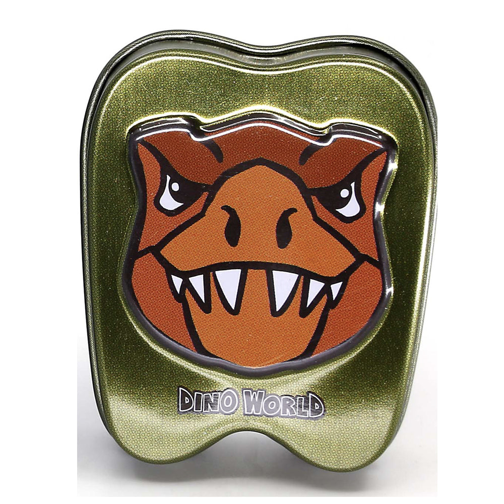 Dino World Small Tooth Shaped Tooth Fairy Tin Brown Cartoon Face Dinosaur