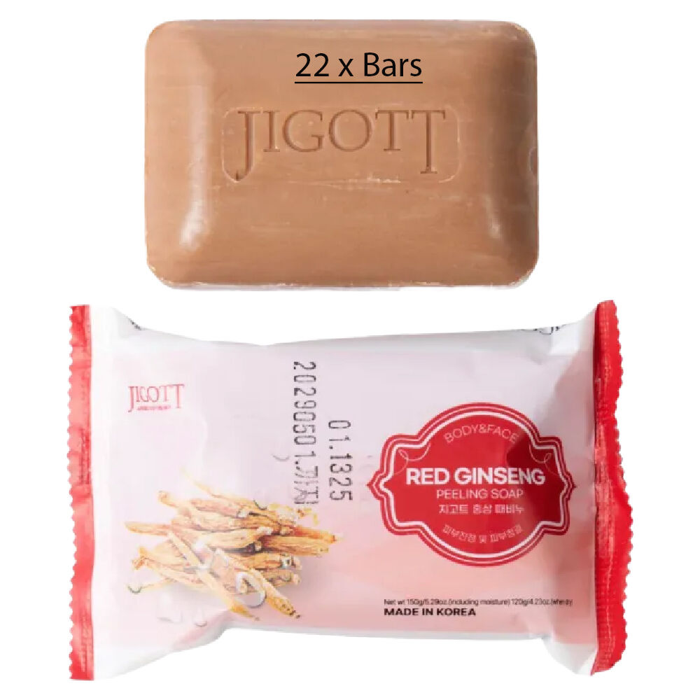 Jigott Exfoliating Body And Face Peeling Bar Soap 150g Red Ginseng x 22
