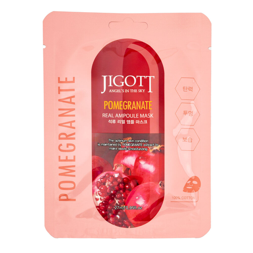 Jigott Pomegranate Extract Ampoule Sheet Mask 27ml Korean Cotton Face Mask