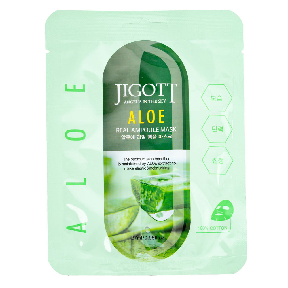 Jigott Aloe Vera Extract Ampoule Sheet Mask 27ml Korean Cotton Face Mask