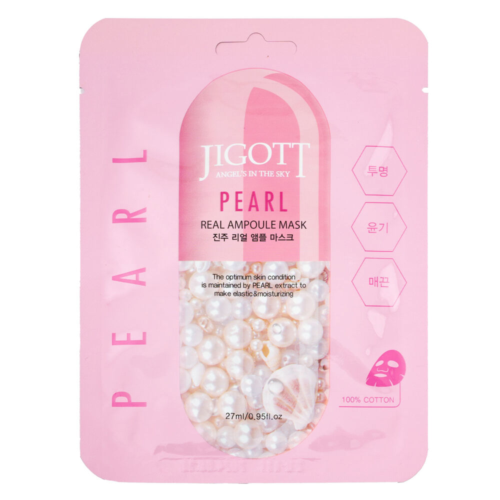 Jigott Pearl Extract Ampoule Sheet Mask 27ml Korean Cotton Face Mask
