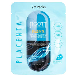 Jigott Plant Placenta Extract Ampoule Sheet Mask 27ml Korean Cotton Face Mask x 2