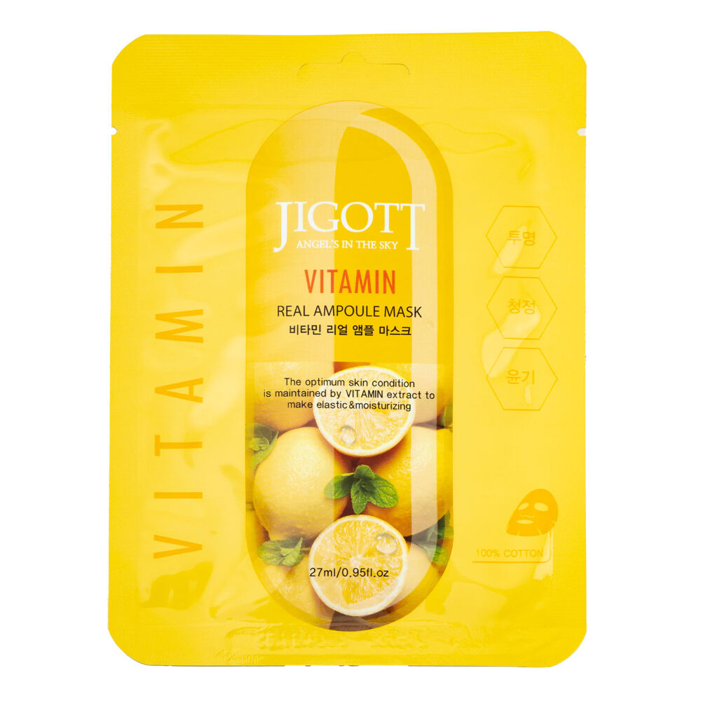 Jigott Vitamin Extract Ampoule Sheet Mask 27ml Korean Cotton Face Mask