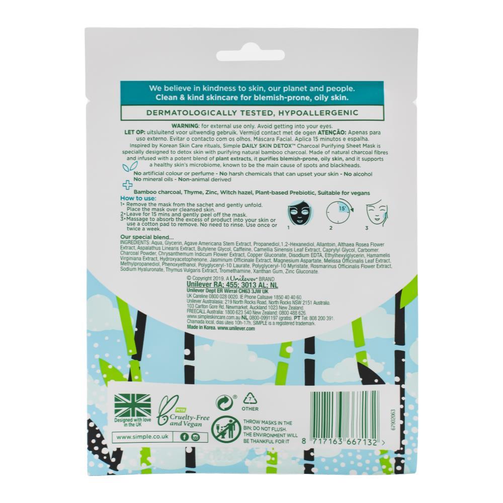 Simple Charcoal Purifying Sheet Mask 21ml