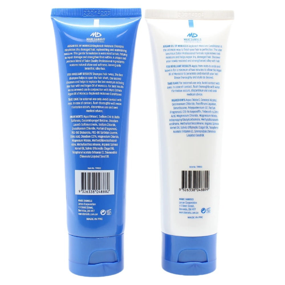 Marc Daniels Argan Oil Replenish Moisture Shampoo & Conditioner Travel Set 90ml