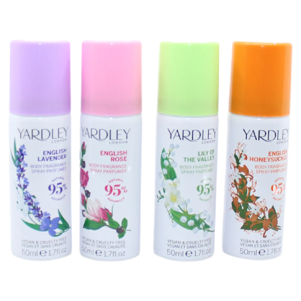 Yardley Body Spray Gift Set 4 x 50ml Lavender Rose Lily Honeysuckle Floral Mist