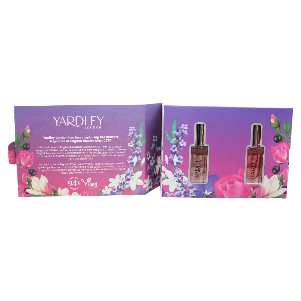 Yardley Mini EDT Gift Set 2 x 10ml Lavender and Rose Vegan Friendly Fragrance
