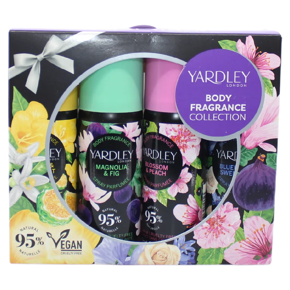 Yardley Body Spray Gift Set 4 x 50ml Freesia Magnolia Blossom Bluebell Floral