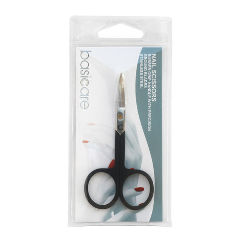 Basicare Stainless Steel Nail Scissors Rubber Grip Precision Grooming Tool