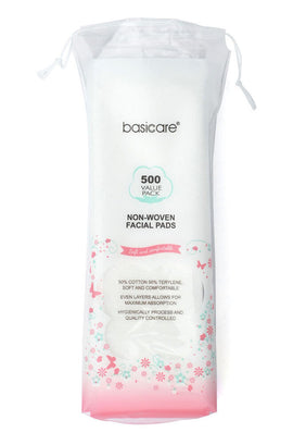 Basicare 500 Piece Thin Non Woven Facial Pads Value Pack Cotton Absorbent