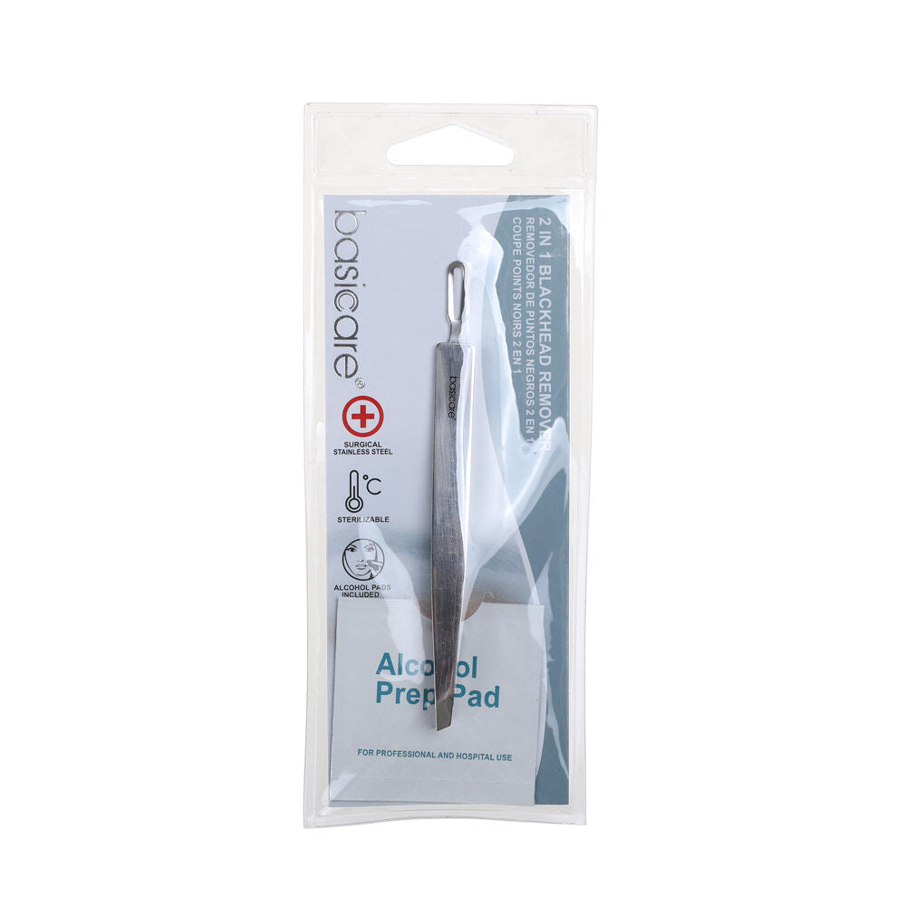 Basicare 2 in 1 Blackhead Remover and Slant Tip Tweezers Skin Care Tool
