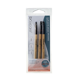 Basicare 3 Piece Lip and Eye Artist Makeup Brushes Set 13cm Nylon Bristles
