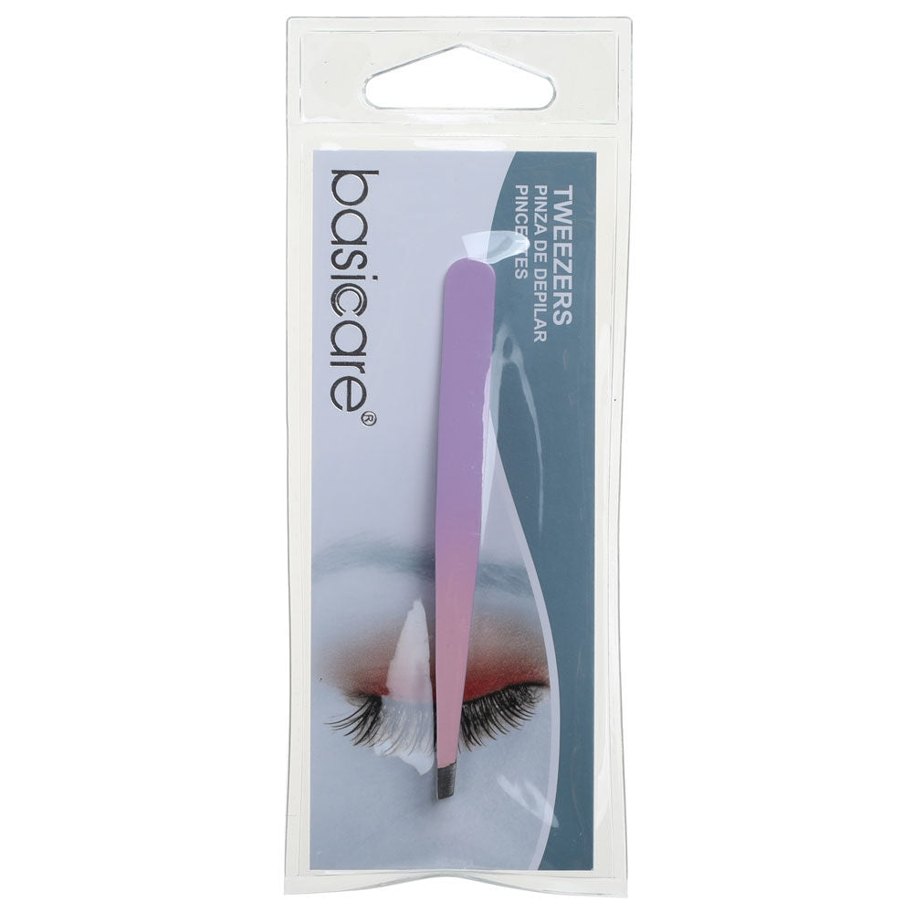 Basicare Slant Tip Gradient Rubber Tweezer Amber 9cm Precision Grip