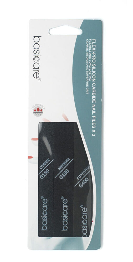 Basicare Flexi Pro Silicon Carbide Nail File 3pcs Coarse Medium Superfine